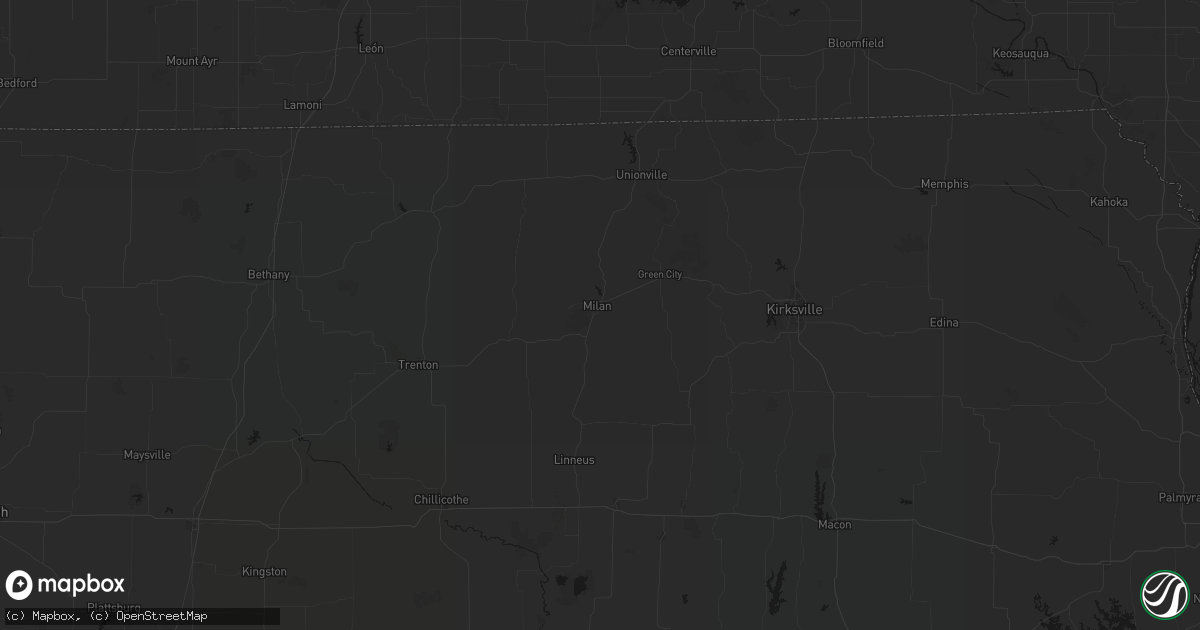 Hail map in Milan, MO on August 19, 2026