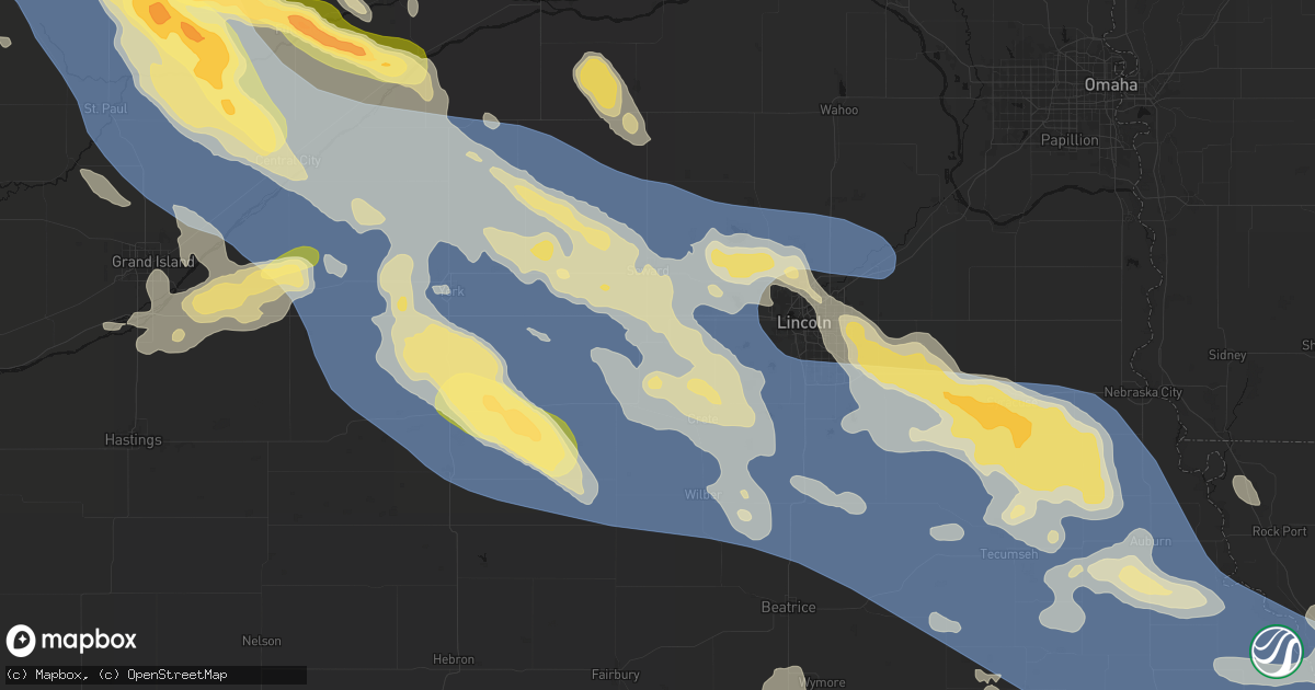 Hail map in Milford, NE on August 19, 2026
