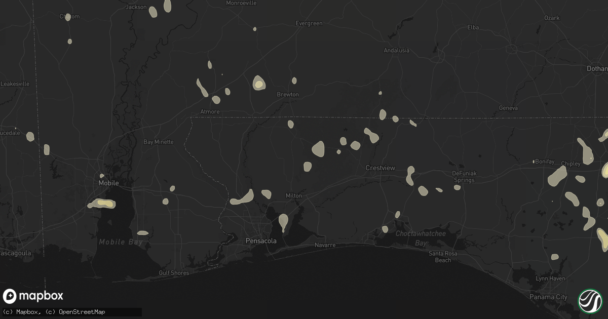 Hail map in Milton, FL on August 19, 2026