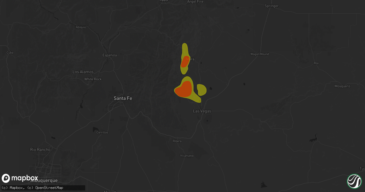 Hail map in Montezuma, NM on August 19, 2026
