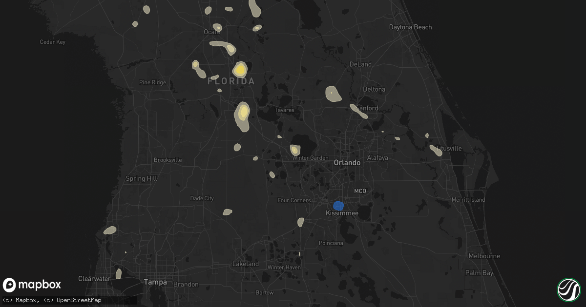Hail map in Montverde, FL on August 19, 2026