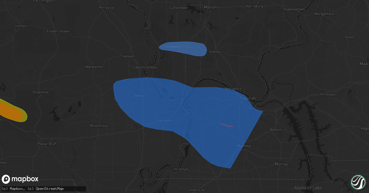 Hail map in Mound City, IL on August 19, 2026