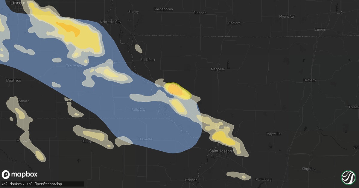 Hail map in Mound City, MO on August 19, 2026