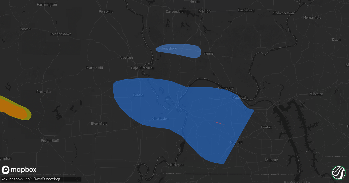 Hail map in Mounds, IL on August 19, 2026