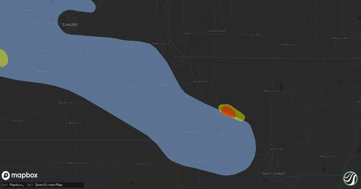 Hail map in Nemaha, NE on August 19, 2026
