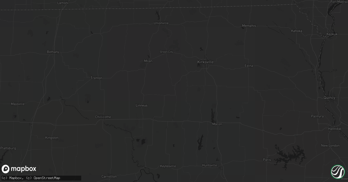 Hail map in New Boston, MO on August 19, 2026