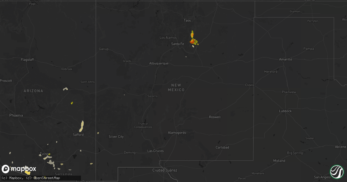 Hail map in New Mexico on August 19, 2026