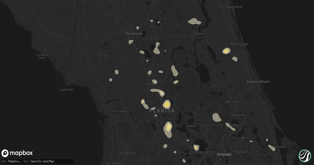 Hail map in Ocala, FL on August 19, 2026