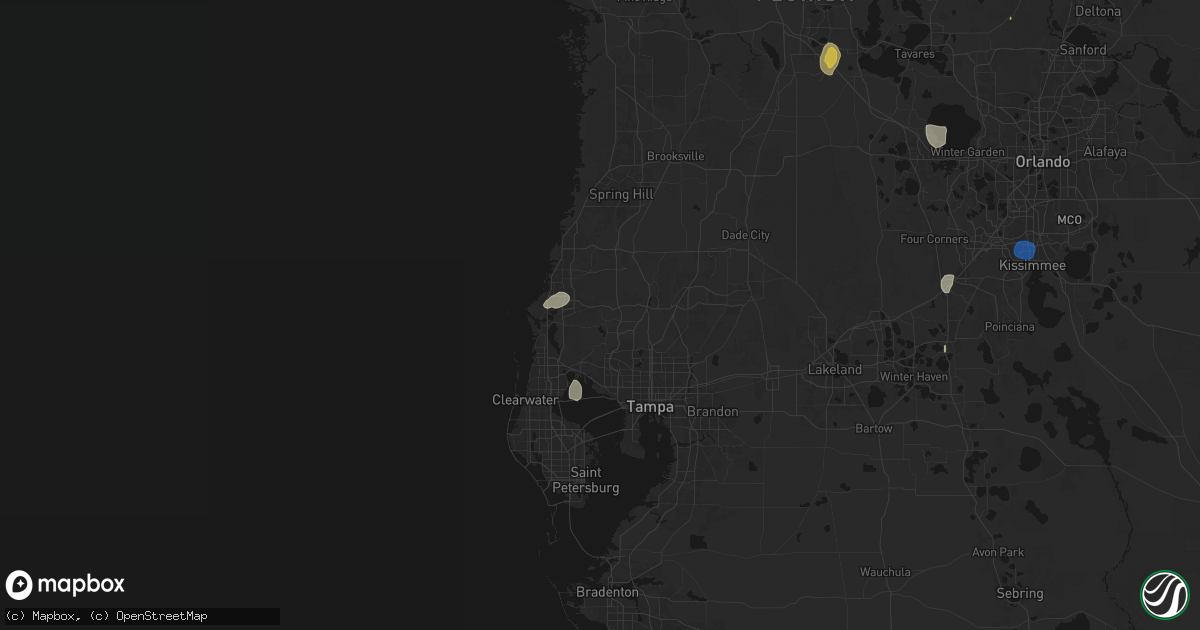 Hail map in Odessa, FL on August 19, 2026