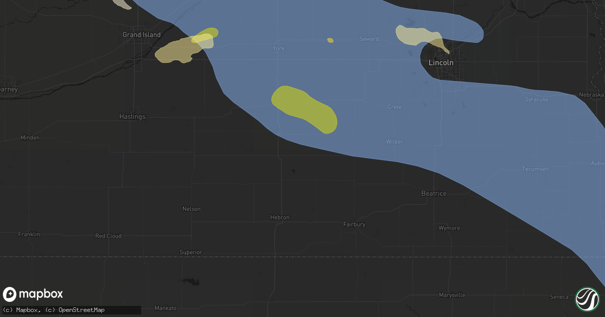 Hail map in Ohiowa, NE on August 19, 2026