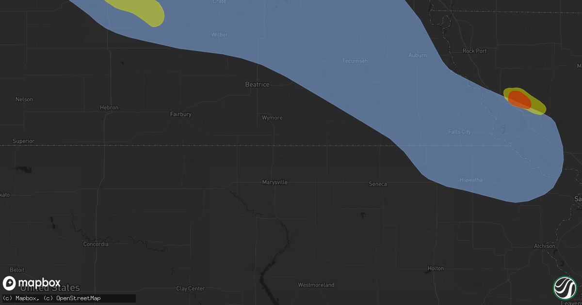 Hail map in Oketo, KS on August 19, 2026