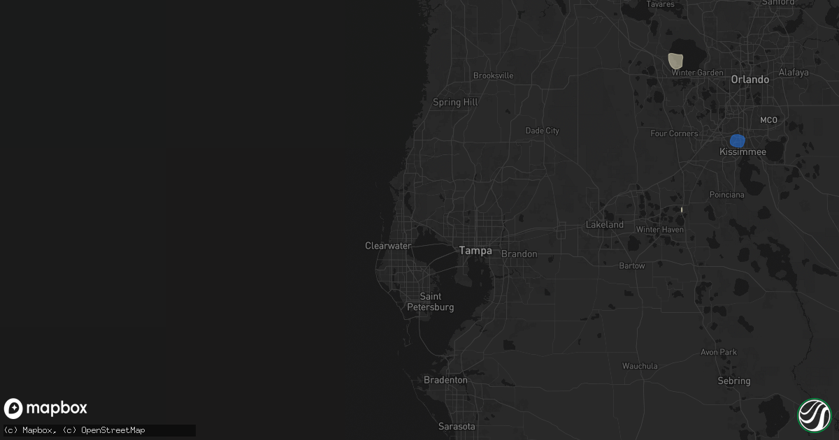 Hail map in Oldsmar, FL on August 19, 2026