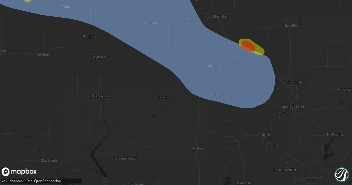 Hail map in Oneida, KS on August 19, 2026