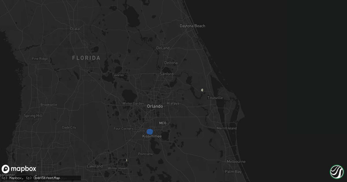 Hail map in Oviedo, FL on August 19, 2026