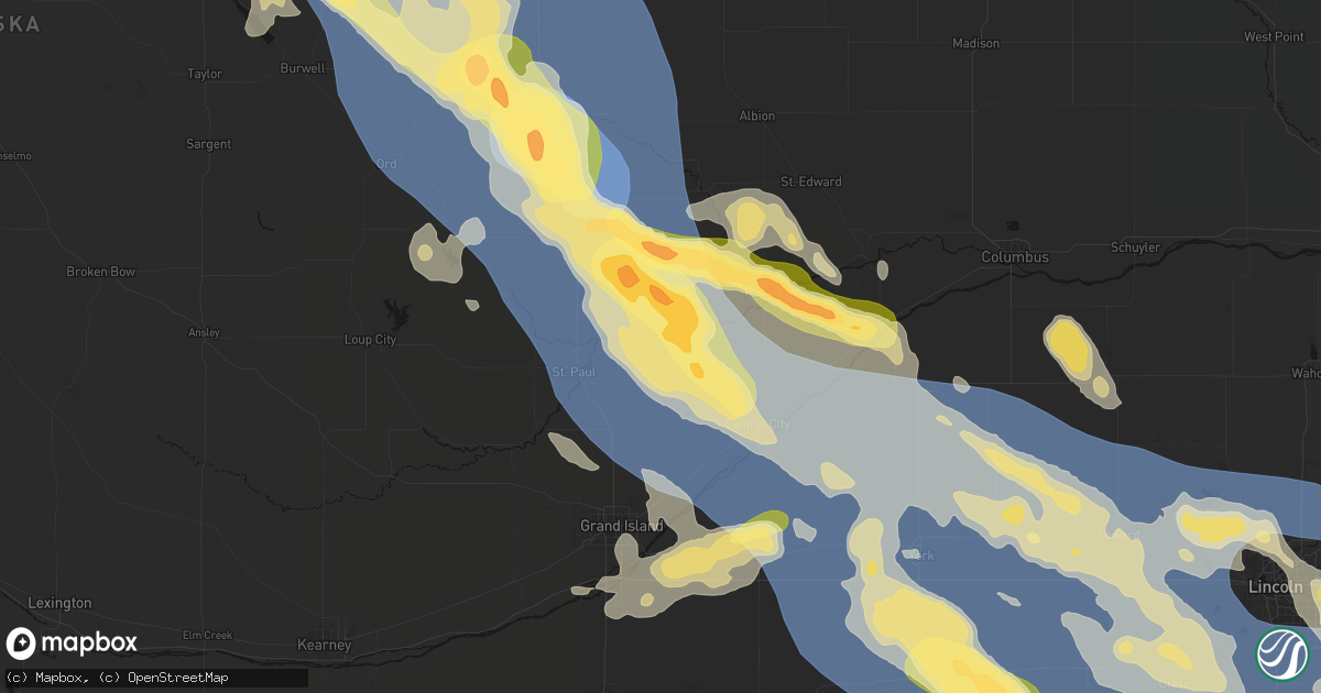 Hail map in Palmer, NE on August 19, 2026