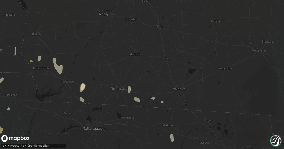 Hail map in Pavo, GA on August 19, 2026