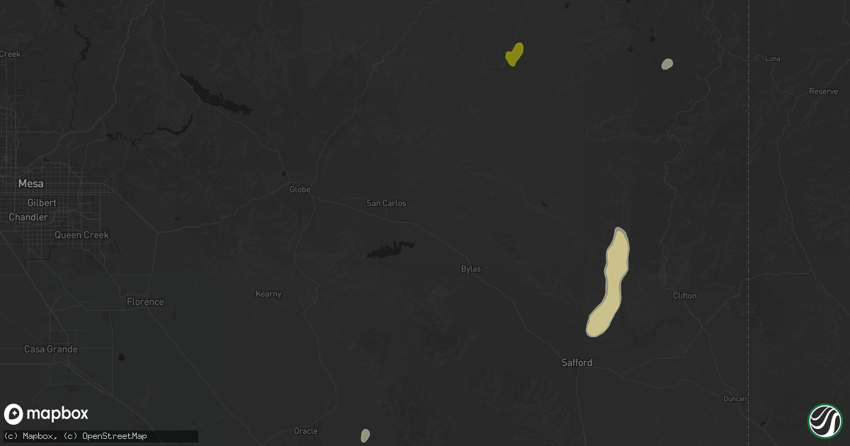 Hail map in Peridot, AZ on August 19, 2026