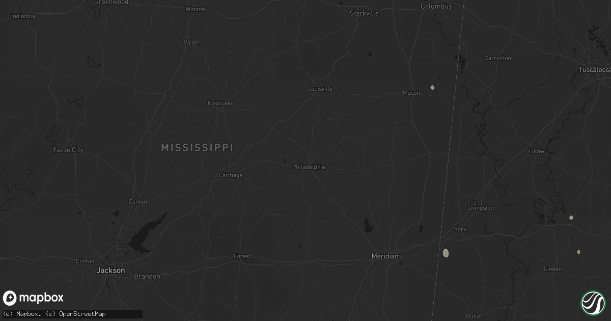 Hail map in Philadelphia, MS on August 19, 2026