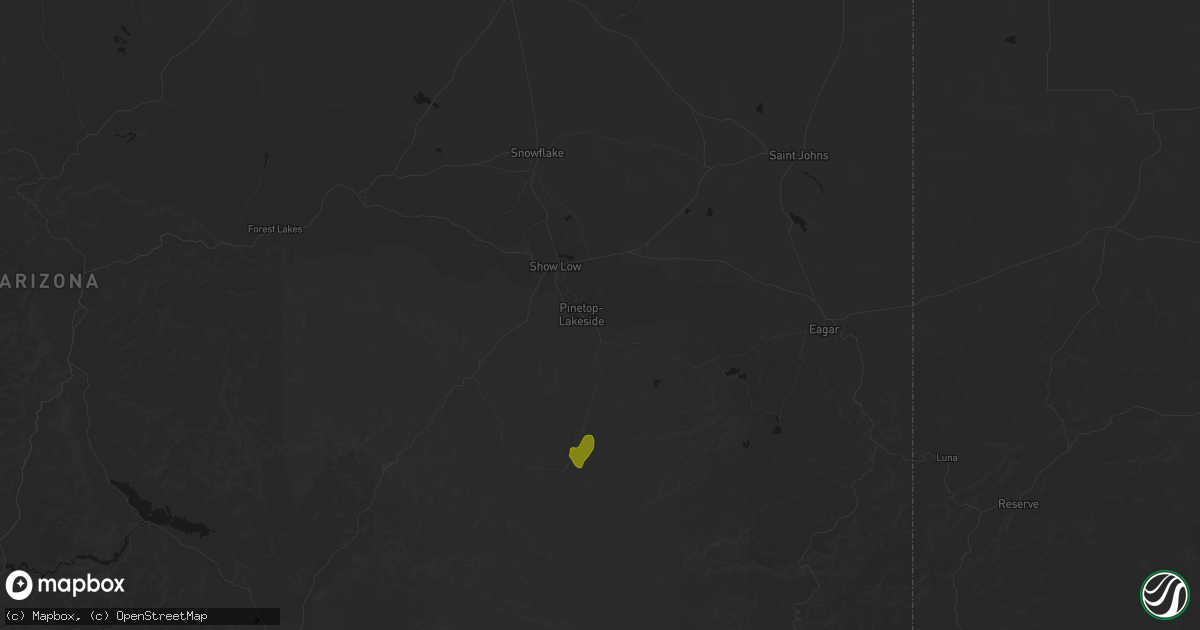 Hail map in Pinetop, AZ on August 19, 2026