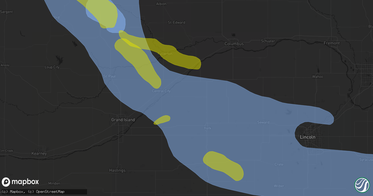Hail map in Polk, NE on August 19, 2026