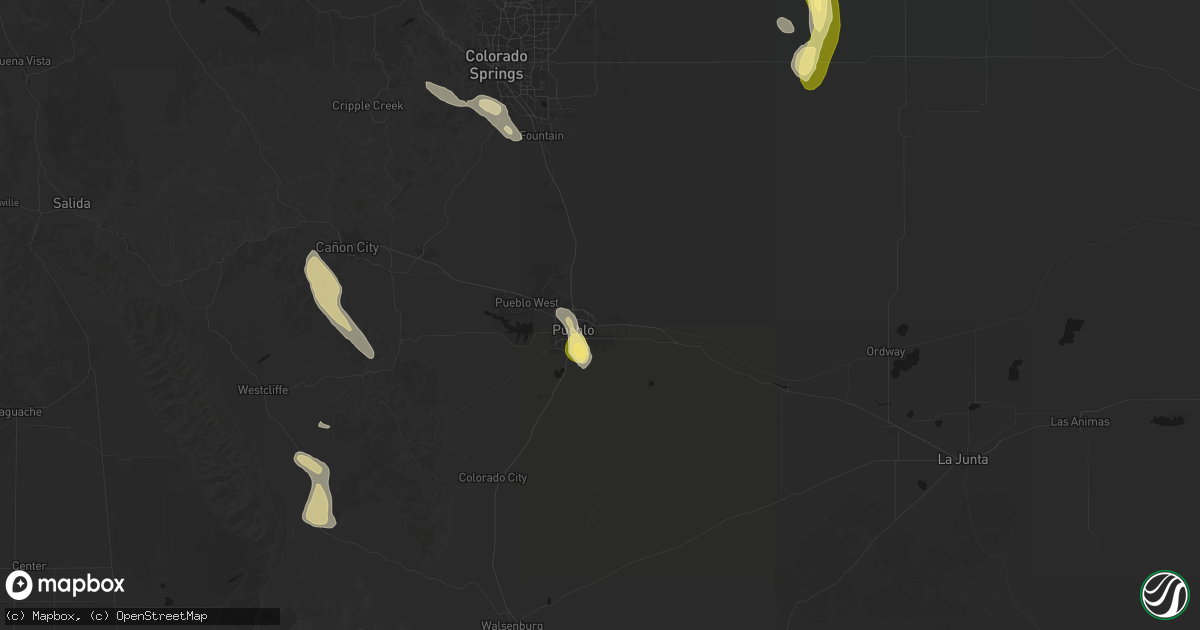Hail map in Pueblo, CO on August 19, 2026