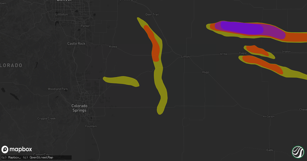 Hail map in Ramah, CO on August 19, 2026