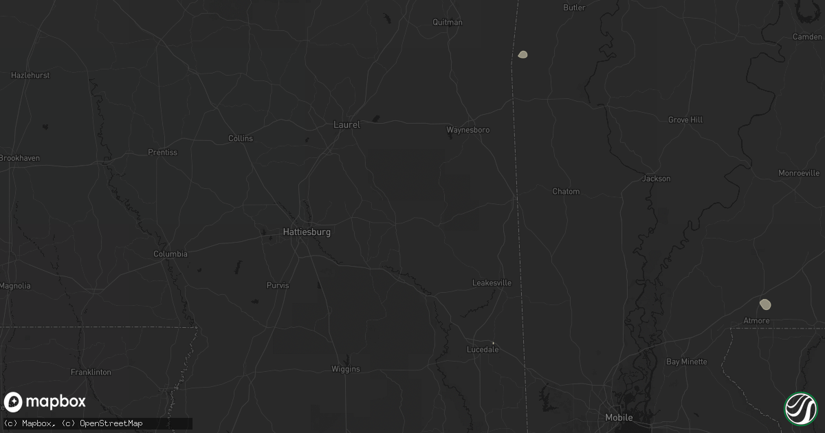 Hail map in Richton, MS on August 19, 2026