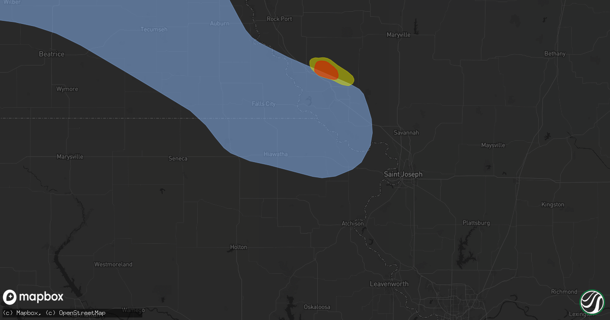 Hail map in Robinson, KS on August 19, 2026