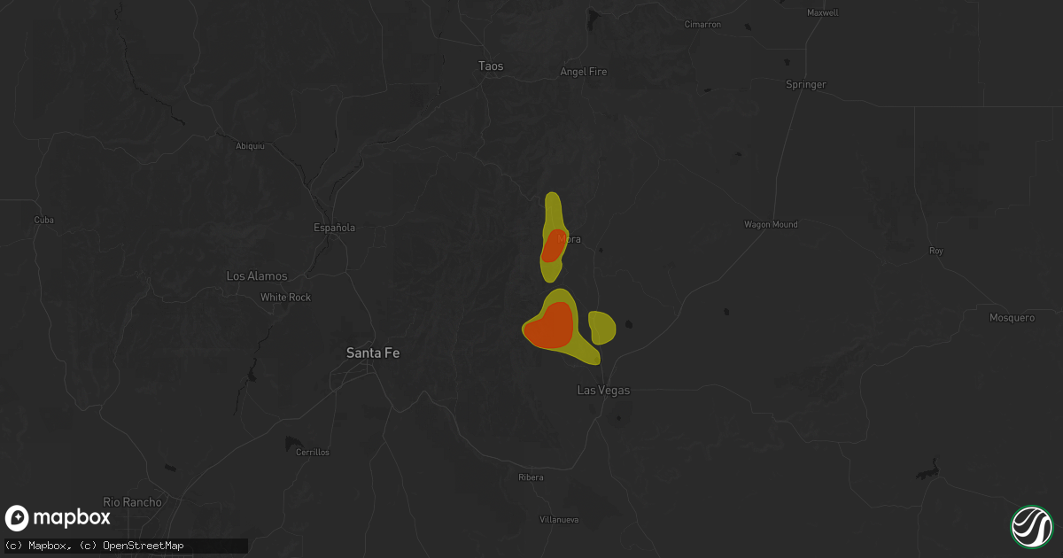 Hail map in Rociada, NM on August 19, 2026
