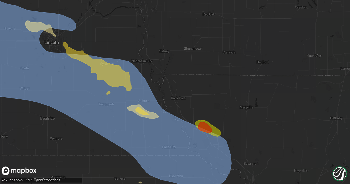Hail map in Rock Port, MO on August 19, 2026