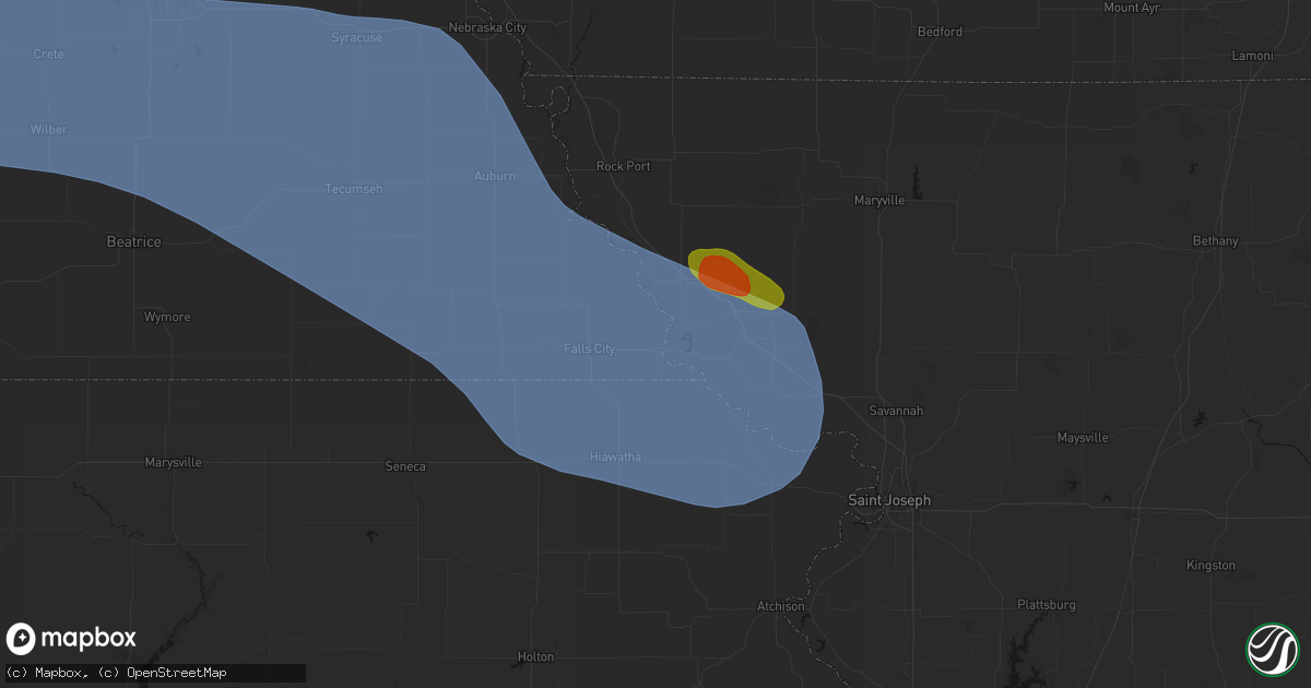 Hail map in Rulo, NE on August 19, 2026