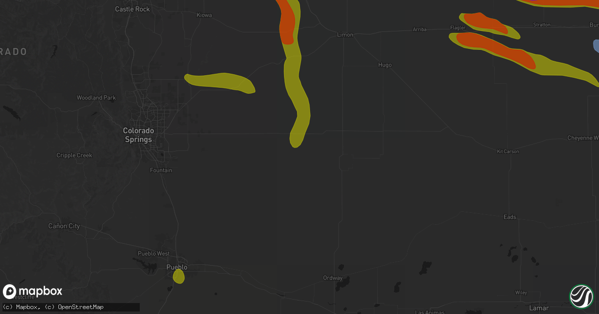 Hail map in Rush, CO on August 19, 2026