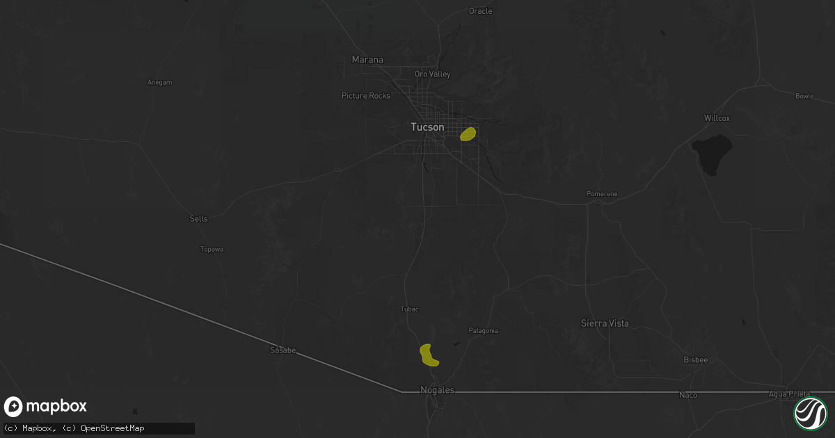 Hail map in Sahuarita, AZ on August 19, 2026
