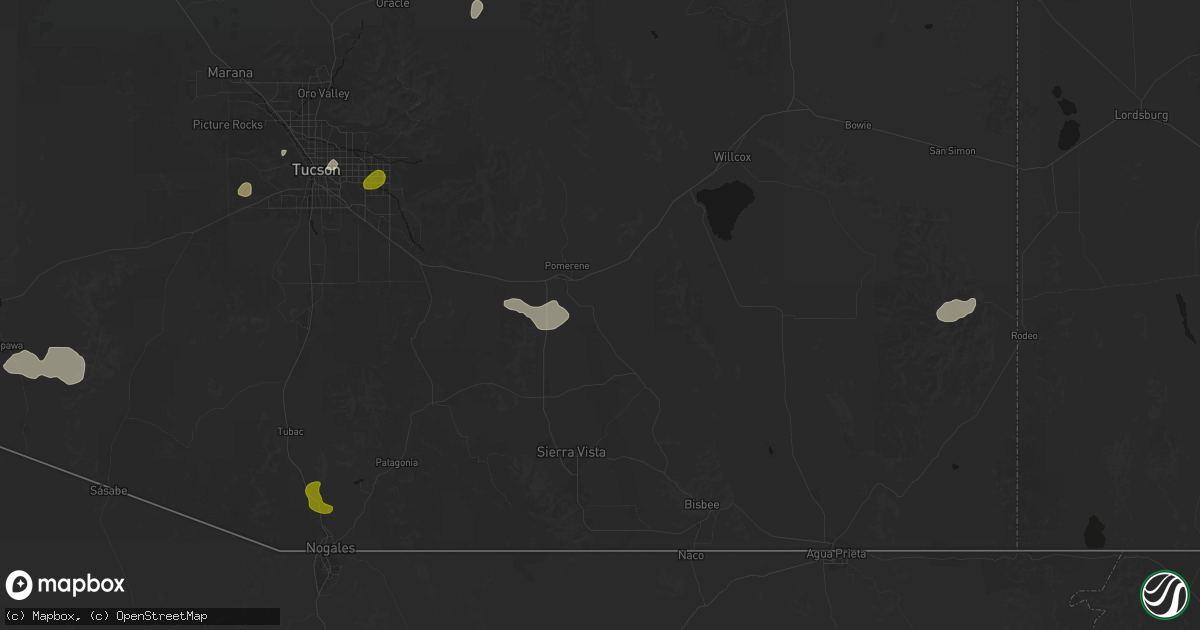 Hail map in Saint David, AZ on August 19, 2026