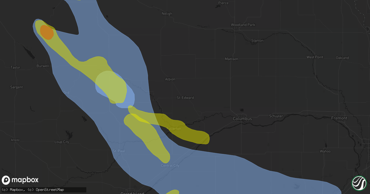 Hail map in Saint Edward, NE on August 19, 2026