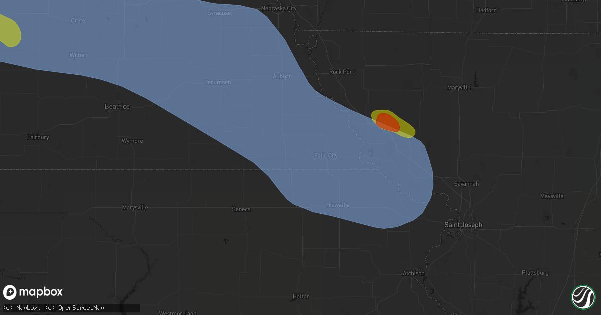 Hail map in Salem, NE on August 19, 2026