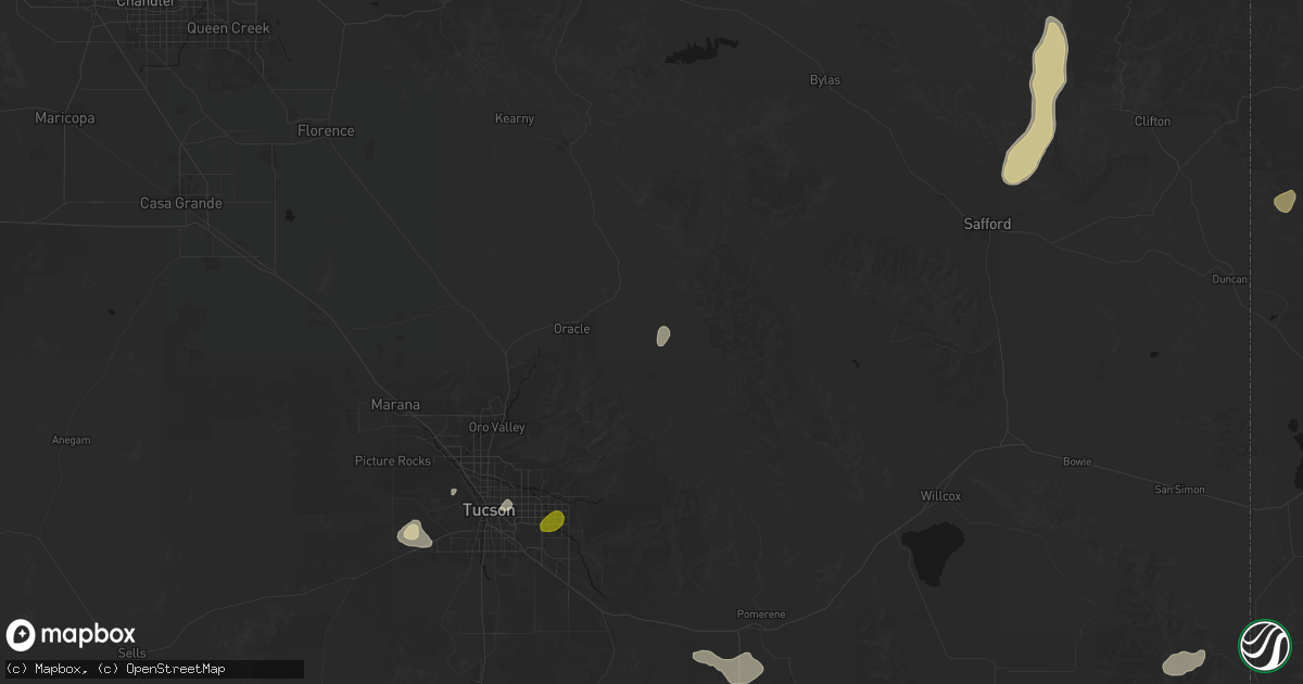 Hail map in San Manuel, AZ on August 19, 2026