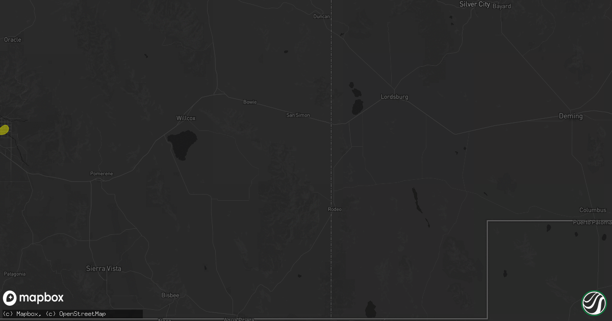 Hail map in San Simon, AZ on August 19, 2026