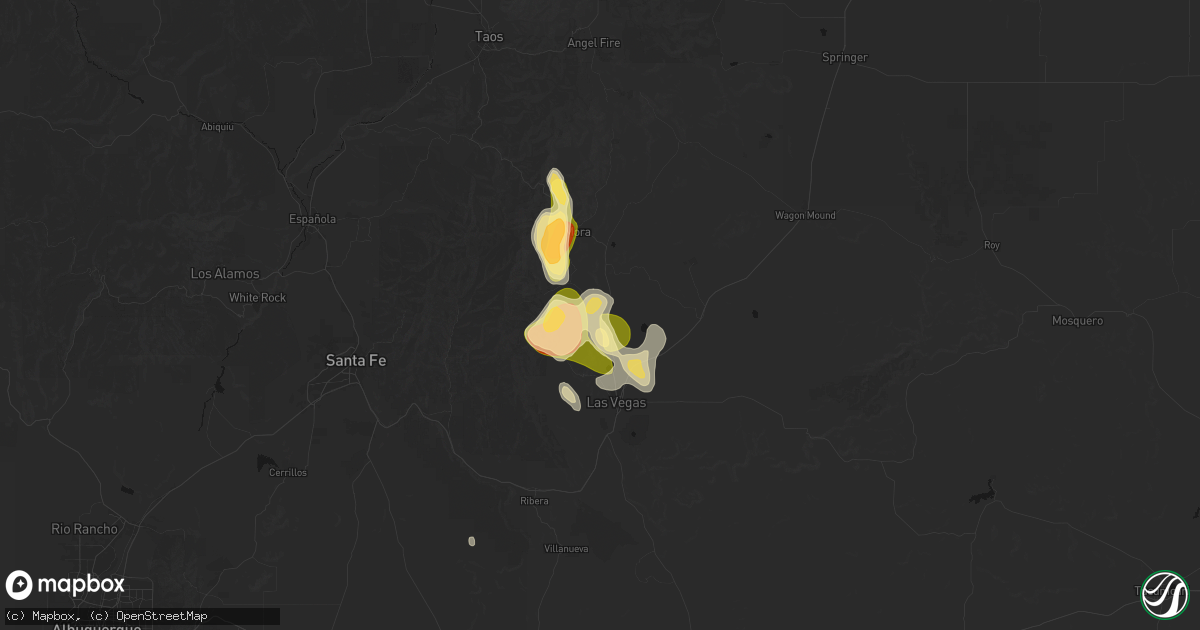 Hail map in Sapello, NM on August 19, 2026