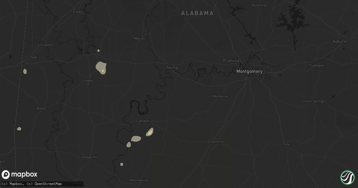 Hail map in Sardis, AL on August 19, 2026