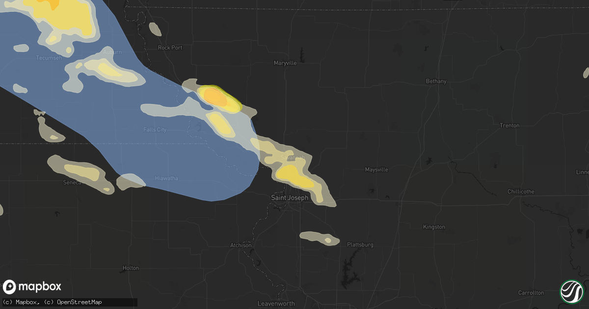 Hail map in Savannah, MO on August 19, 2026