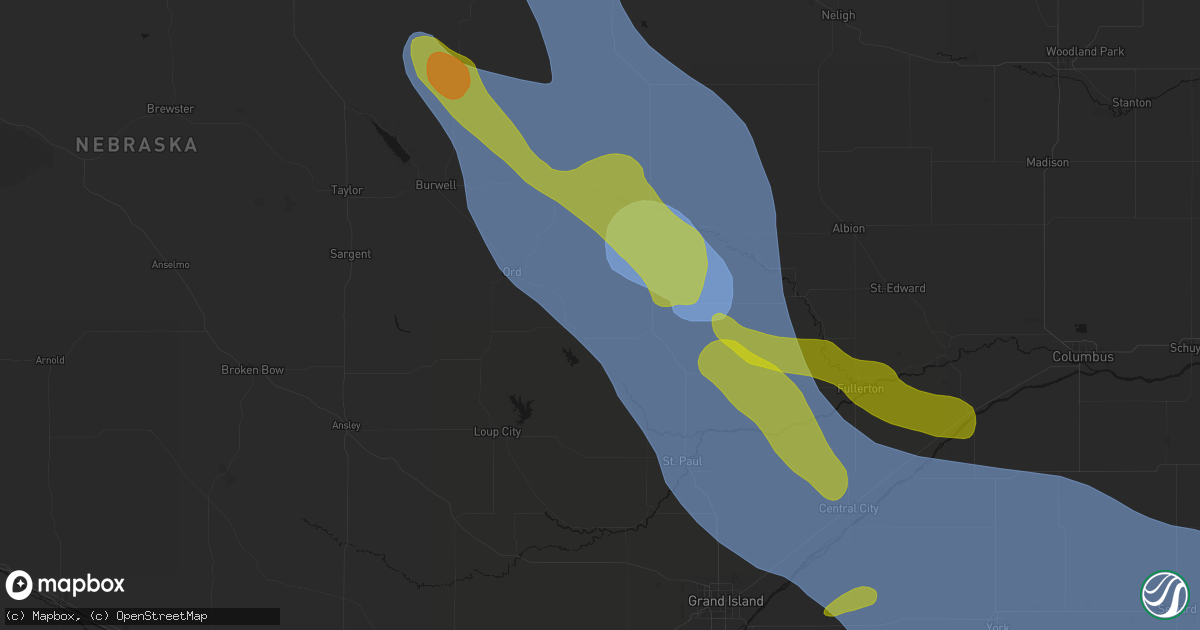 Hail map in Scotia, NE on August 19, 2026