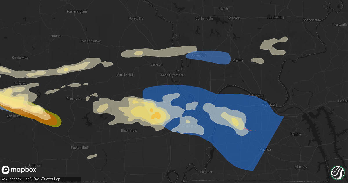 Hail map in Scott City, MO on August 19, 2026