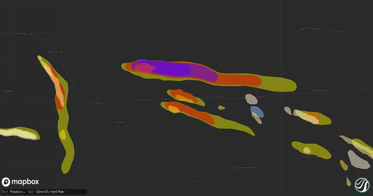 Hail map in Seibert, CO on August 19, 2026