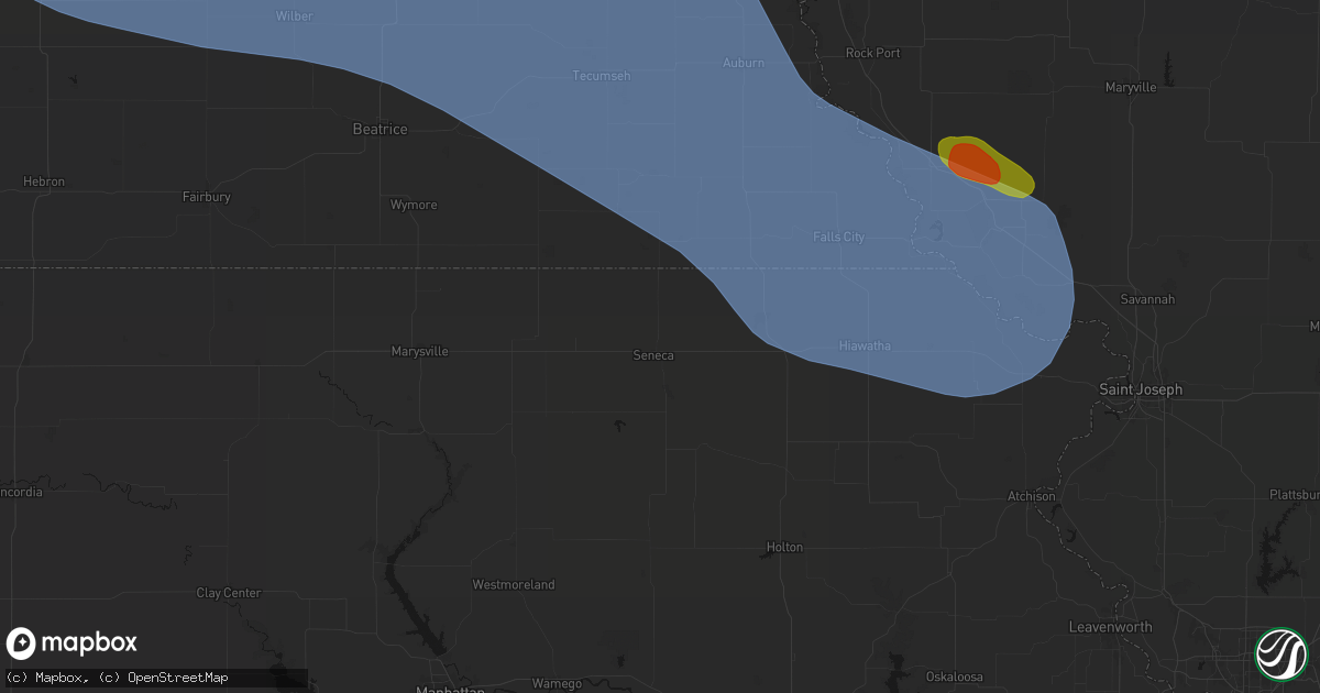 Hail map in Seneca, KS on August 19, 2026