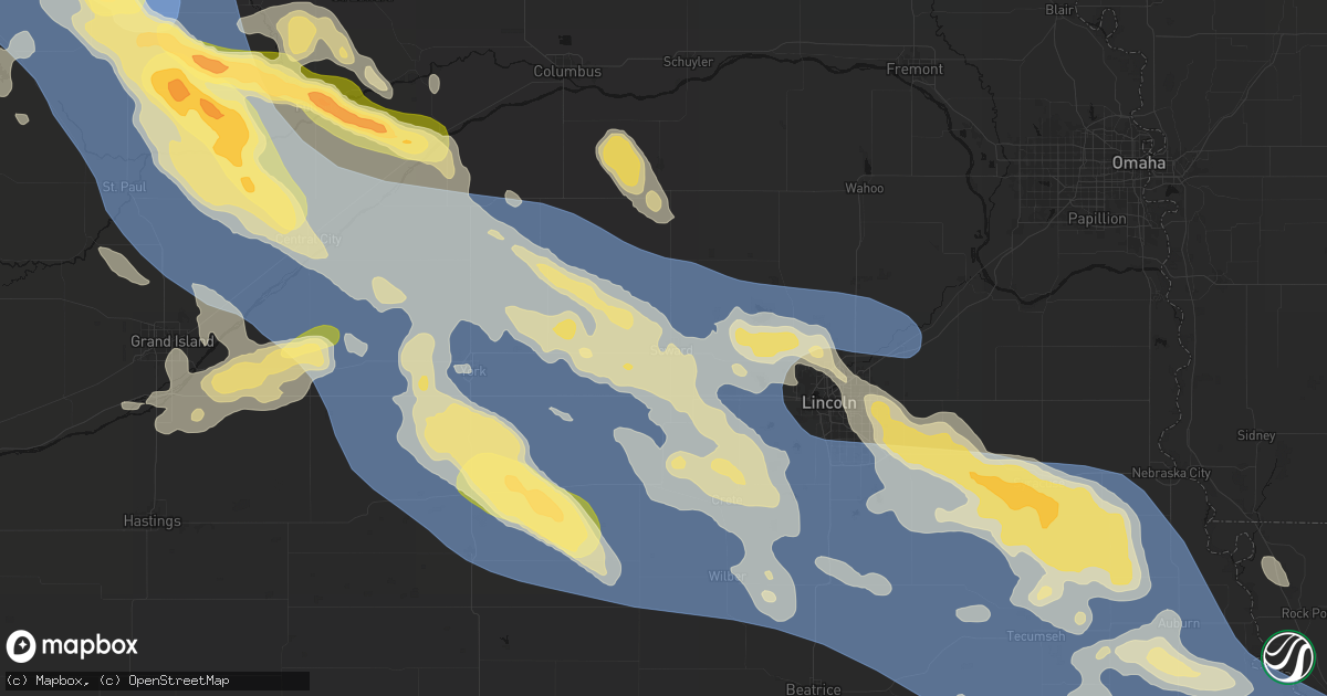 Hail map in Seward, NE on August 19, 2026