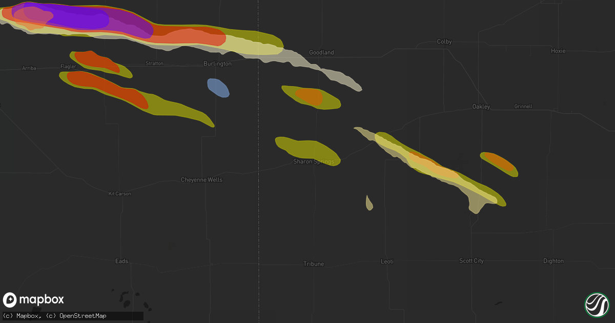Hail map in Sharon Springs, KS on August 19, 2026