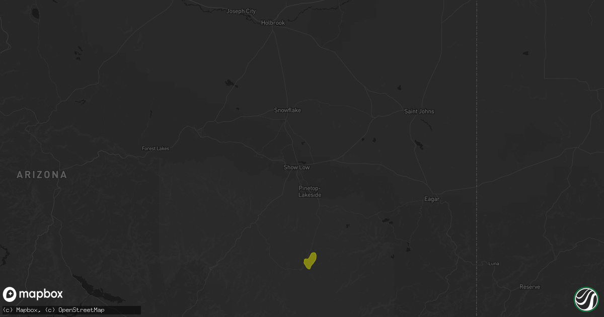 Hail map in Show Low, AZ on August 19, 2026