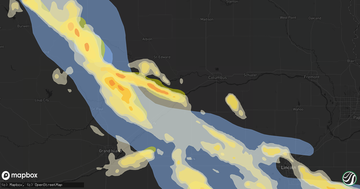 Hail map in Silver Creek, NE on August 19, 2026
