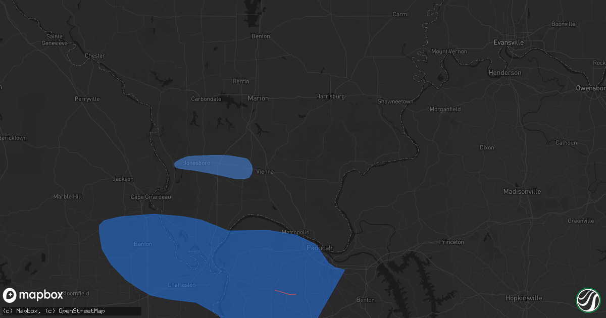 Hail map in Simpson, IL on August 19, 2026